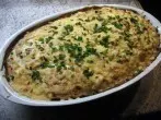 Kartoffel-Sauerkraut-Gratin mit Hackfleisch
