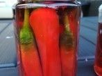 Frische Chilis in Himbeeressig eingelegt, Hei&szlig;- und <strong>Kaltabf&uuml;llung</strong>