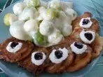 Überbackener Rosenkohl mit Birnenküchlein