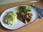 Kalbfleisch gebraten mit Pfifferlingen und Kartoffelpüree