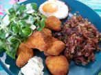Chicken Nuggets &ndash; Lauch & Rotkohl als Beilage