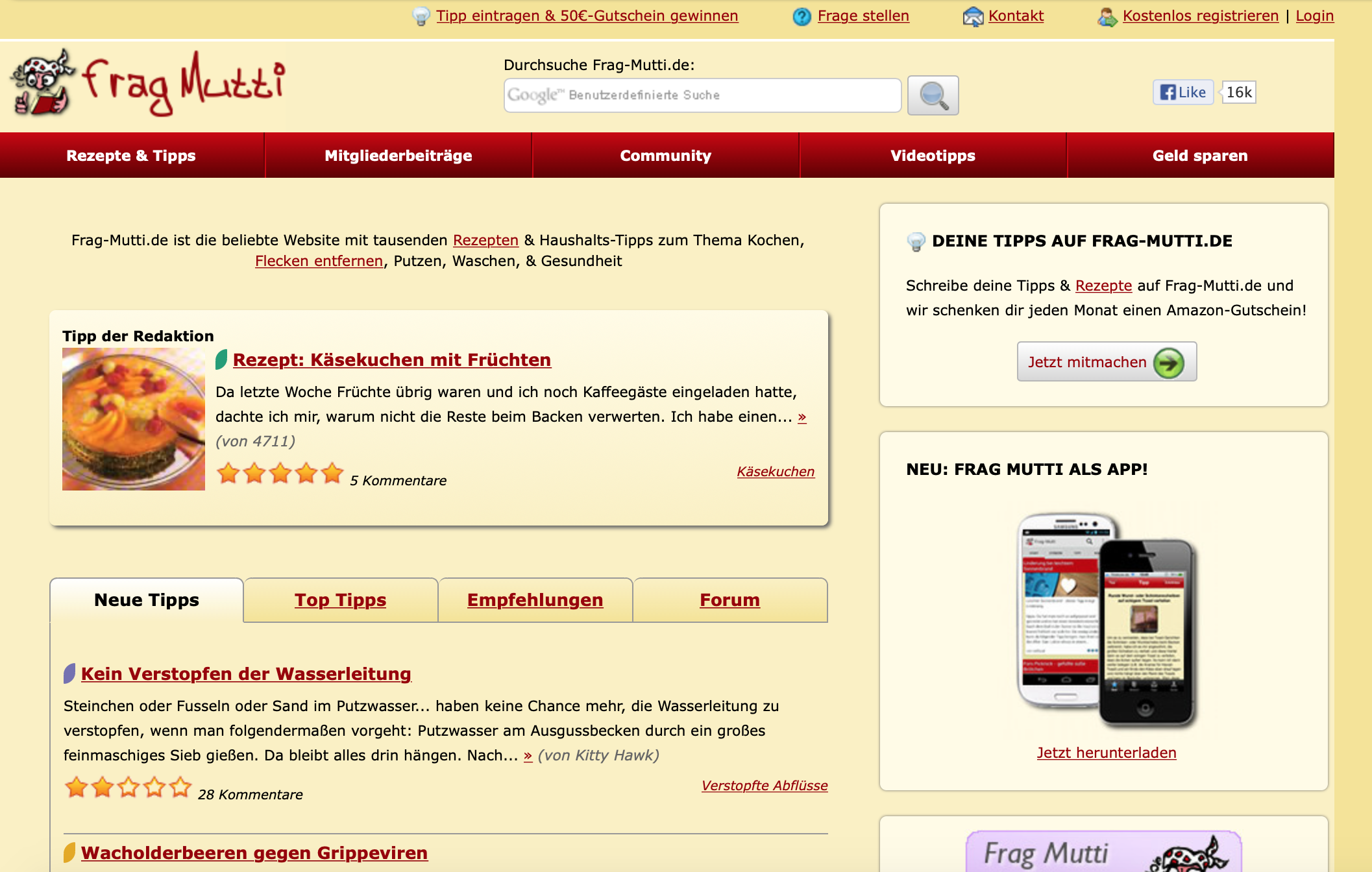 2010 wurde die Website aufgefrischt. Die Navigation wurde nach oben verlagert und auch Hilde bekam einen neuen Look.