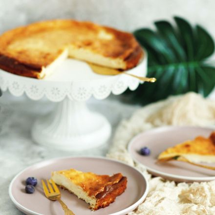 Käsekuchen ohne Boden mit Puddingpulver