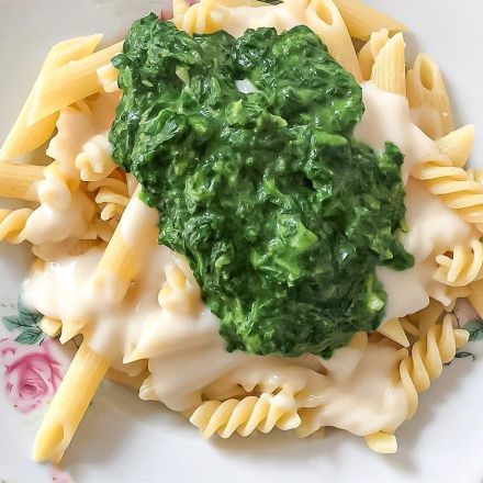Nudeln mit Kokos-Spinatsauce