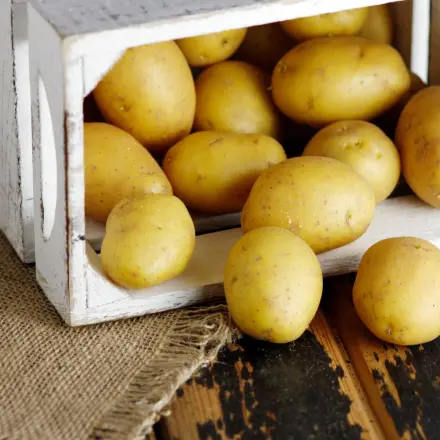 Kartoffeln halten länger: kleine Kartoffelkiste aus Holz