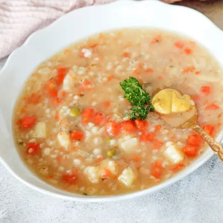 Graupensuppe pikant mit Senf