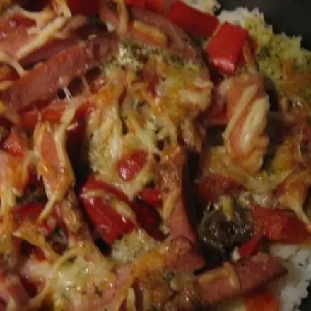 Reis-Paprika-Tomaten-Auflauf