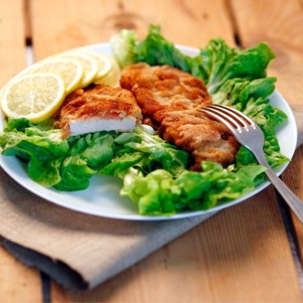 Schnitzel mit gewölbter Panier/Panade