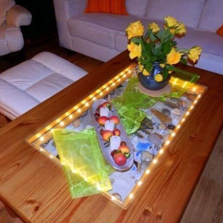 Glastisch beleuchten