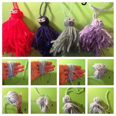 Gespenster basteln aus Wolle