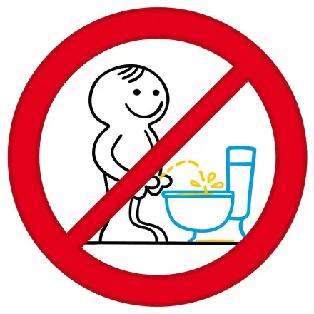 Männern zeigen, nicht mehr im Stehen zu urinieren