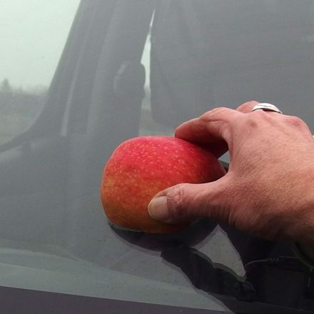 Defekter Scheibenwischer: Scheibe mit Apfel einreiben