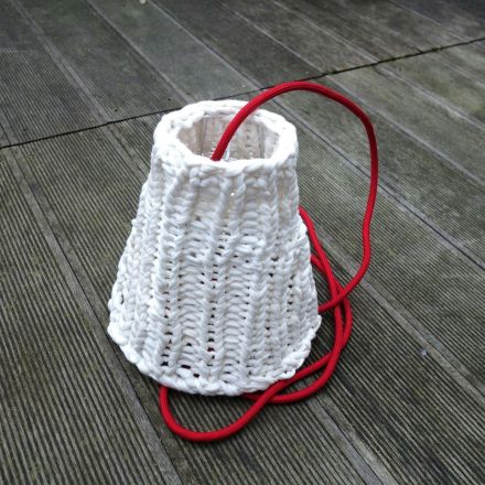 Lampenschirm stricken aus T-Shirt Garn