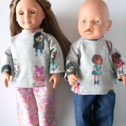 Puppenkleidung für schmale Stehpuppen eine Größe kleiner aussuchen