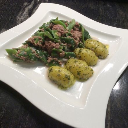 Grüne Bohnen mit Corned Beef