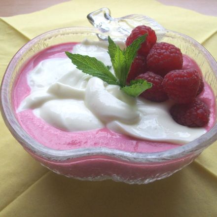 Quark-Frischkäse-Himbeer-Dessert