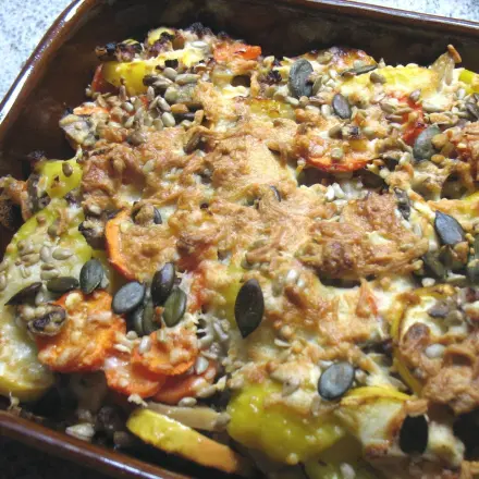 Kartoffel-Apfel-Auflauf mit Katenschinken