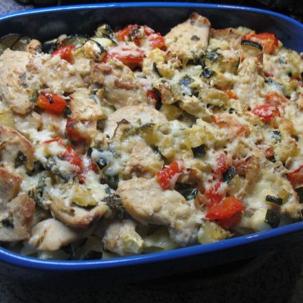 Gemüse-Hähnchen-Gratin