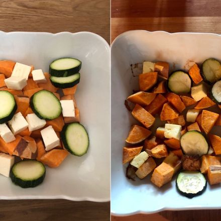 Süßkartoffel mit Hirtenkäse - Rezept aus nur drei Zutaten