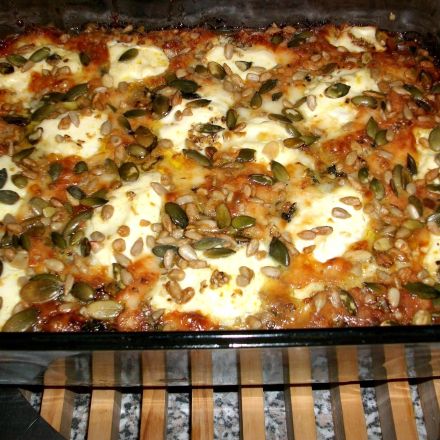 Auflauf mit Parmesan-Basilikum-Teigtaschen, Rosenkohl und Fenchel