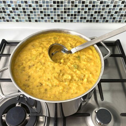 Kürbis-Wirsing-Kartoffel-Eintopf mit Geflügelhack