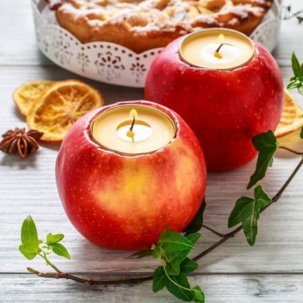 Apfelkerzen selber basteln - stimmungsvolle Herbstdeko