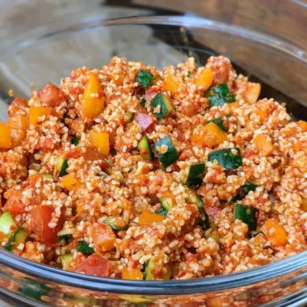 Türkischer Bulgursalat (Kisir) mit Ajvar