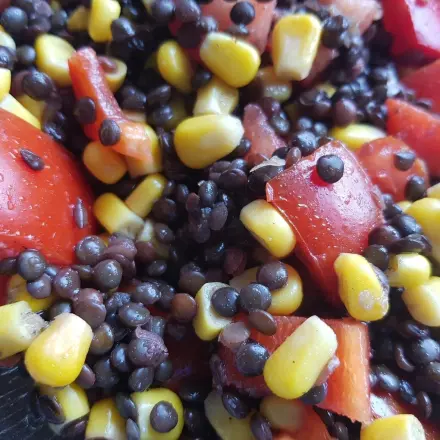 Deutschland-Salat zur EM (Beluga-Linsensalat)