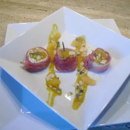 Gratinierter Ziegenkäse mit Mandarinen-Senf