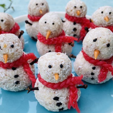 Süße Schneemann-Pralinen mit Kokos