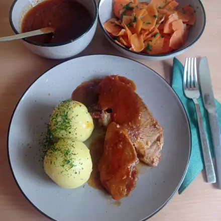 Schweine-Schinkenbraten mit Klößen