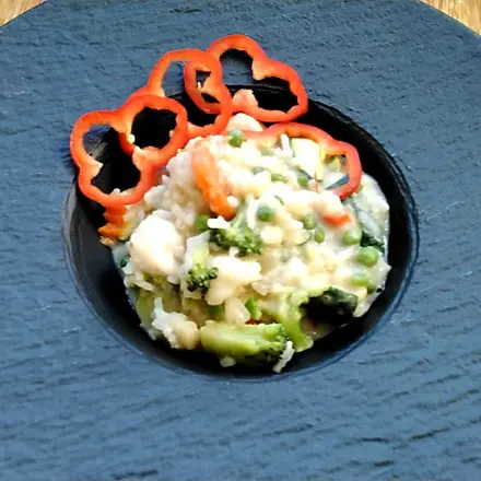 Hähnchen-Gemüse-Pfanne mit Reis