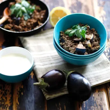 Auberginen-Hackfleisch-Pfanne