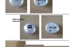 Hier einige der m&ouml;glichen glitzernden Bestandteile, die ich in das Mod Podge hineinger&uuml;hrt und dann mit dem Kleber als eine "Masse" auf das Glas getupft habe.
