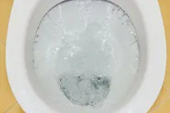Kalkablagerungen im WC entfernen, bis unter den Rand