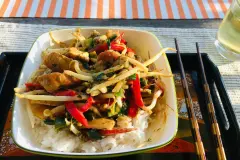 Pute asiatisch mit Papayab&auml;llchen und Kokosmilch