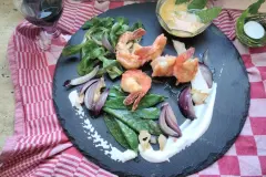 Black Tiger Garnelen mit Eierlik&ouml;r-Velout&eacute;-So&szlig;e