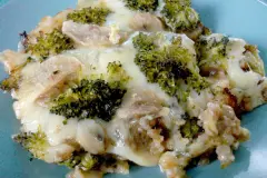 Brokkoli-Auflauf vegetarisch mit Auberginen und Birnen - ohne Sahne