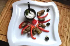 Dalmadakia (gef&uuml;llte Weinbl&auml;tter) mit Joghurt Dip