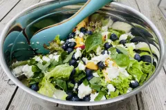 Blaubeer-Feta-Salat mit Pfirsich und Basilikum