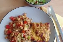 Gem&uuml;se-Reis-Pfanne mit Putenfilet (indische Art)