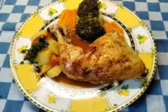 H&auml;hnchenschenkel mit Gem&uuml;se aus dem Airfryer-Backofen
