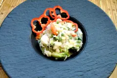 Hähnchen-Gemüse-Pfanne mit Reis