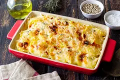 Schnitzel-R&ouml;sti-Schmand-Gratin
