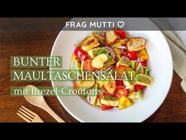 Maultaschensalat mit Brezel-Croûtons